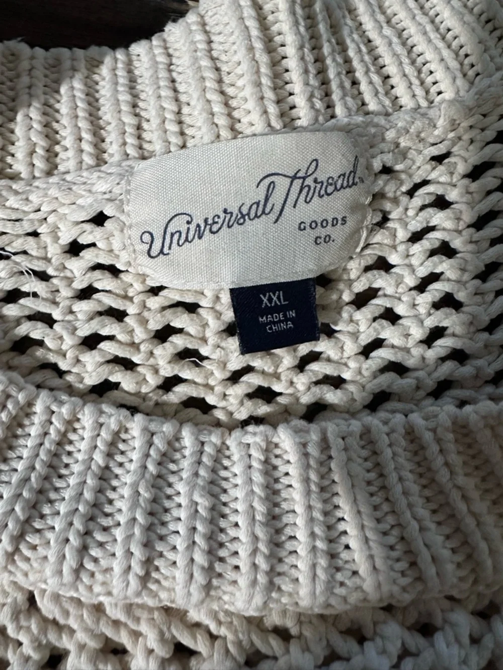 Universal Thread Cream Open Knit Sweater XXL Boho Cotton Crochet